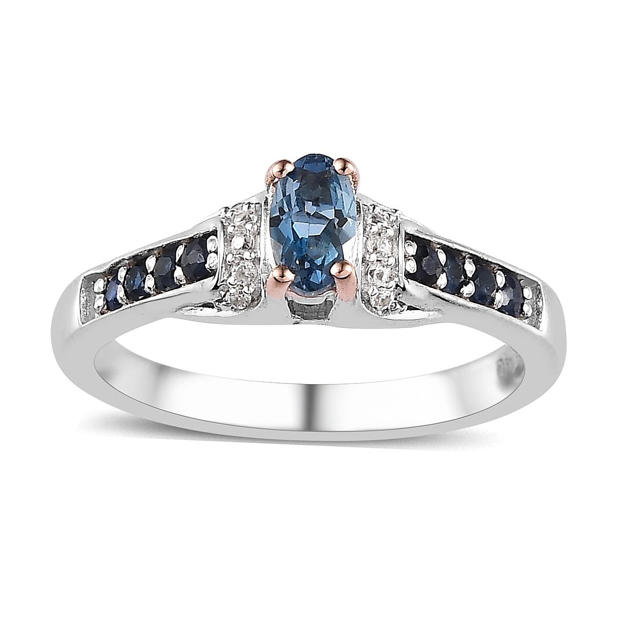 Santa Maria Aquamarine and Multi Gemstone Ring in Vermeil YG and Platinum Over Sterling Silver 0.50 ctw