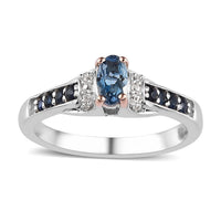 Santa Maria Aquamarine and Multi Gemstone Ring in Vermeil YG and Platinum Over Sterling Silver 0.50 ctw