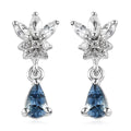 Santa Maria Aquamarine and White Zircon Dangle Earrings in Platinum Over Sterling Silver 0.75 ctw - Sticky add to cart bar