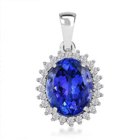 Rhapsody AAAA Tanzanite and E-F VS Diamond 3.00 ctw Halo Pendant without Chain in 950 Platinum