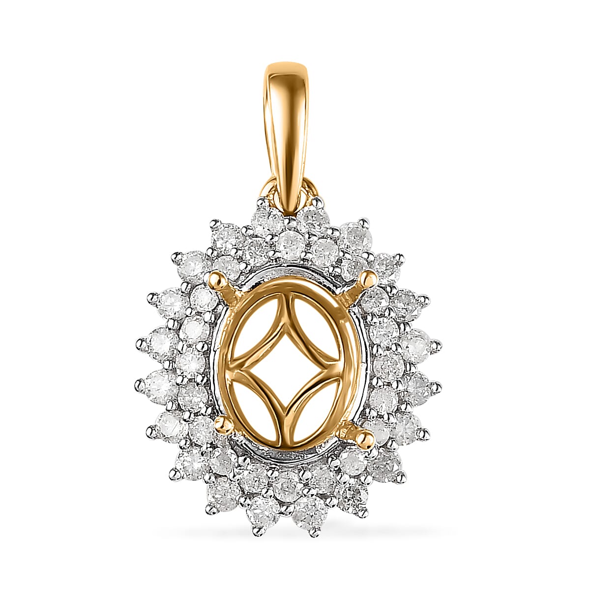 Luxoro 10K Yellow Gold G-H I3 Diamond Mounting Pendant 0.50 ctw
