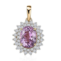 Luxoro 10K Yellow Gold AAA Martha Rocha Kunzite and G-H I3 Diamond Pendant 3.30 ctw
