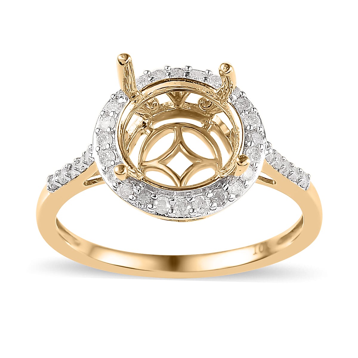 White Diamond 0.25 ctw Mounting Ring in 10K Yellow Gold (Size 7.0)