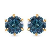 AAA Blue Zircon 2.00 ctw Earrings in 9K Yellow Gold