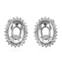 White Zircon Mounting Stud Earrings in Platinum Over Sterling Silver 0.85 ctw