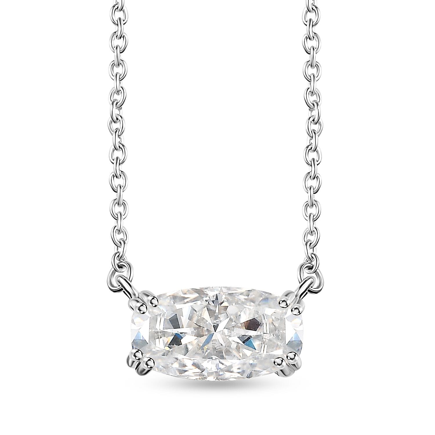 Moissanite Necklace (20 Inches) in Rhodium Over Sterling Silver 3.75 ctw