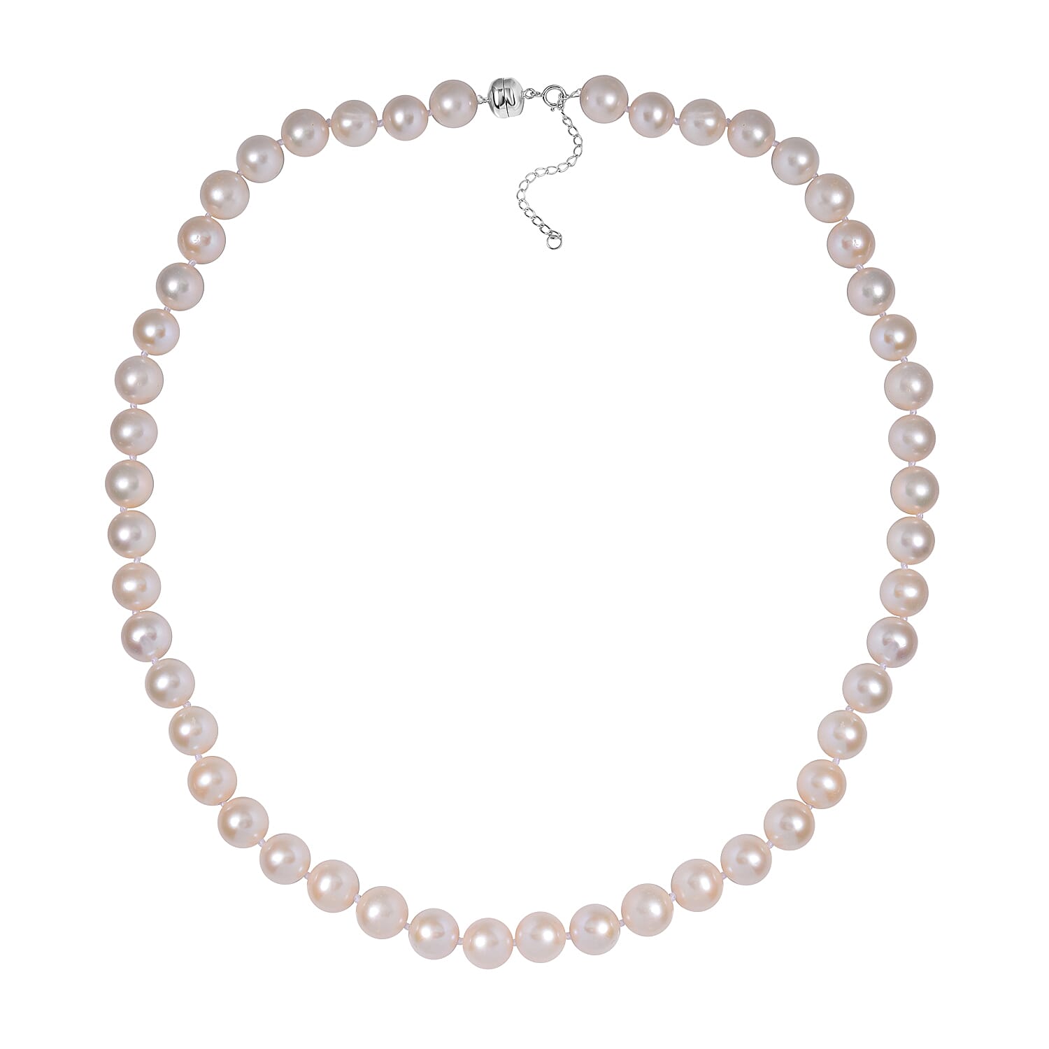 Doorbuster 14K White Gold Magnetic Lock Freshwater Pearl 9-10mm Necklace 18-20 Inches