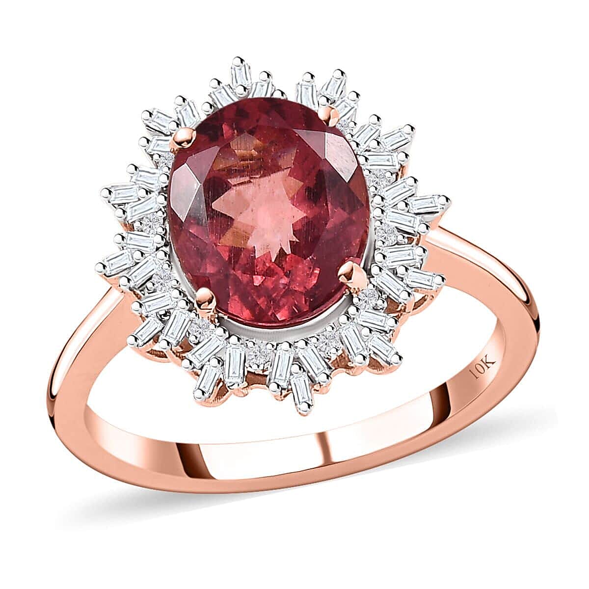 Luxoro 10K Rose Gold Blush Apatite and G-H I3 Diamond Floral Ring (Size 6.0) 3.00 ctw