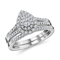 14K White Gold Diamond (G-H, SI1-SI2) Bridal Set (Size 7.0) (4.65 g) 0.60 ctw
