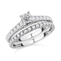 14K White Gold Diamond (G-H, SI1) Bridal Set (Size 7.0) 1.00 ctw
