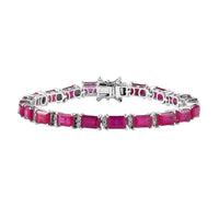 Doorbuster Niassa Ruby (FF), White Zircon Bracelet in Platinum Over Sterling Silver (6.50 In) (Del. in 5-7 Days) 18.00 ctw