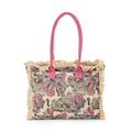 Beige and Pink Flower Pattern Tote Bag (14.6"x11.7"x5.5") with Handle Drop (9.5") - Sticky add to cart bar