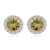 Luxoro 14K Yellow Gold AAA Ambanja Demantoid Garnet and I2 Diamond Earrings 2.10 ctw
