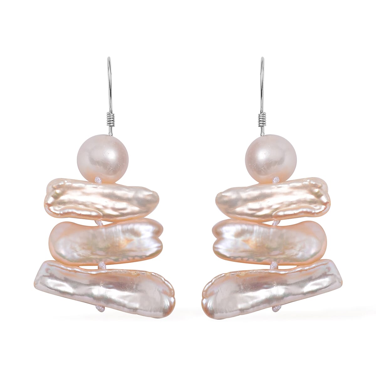 Freshwater Pearl Earrings in Rhodium Over Sterling Silver