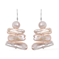 Freshwater Pearl Earrings in Rhodium Over Sterling Silver