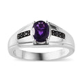 Amethyst and Thai Black Spinel Men's Ring in Platinum Over Sterling Silver 1.25 ctw - Sticky add to cart bar