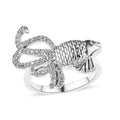 Blue Topaz and White Zircon Ring in Platinum Over Sterling Silver (Size 6.0) 0.50 ctw - Sticky add to cart bar