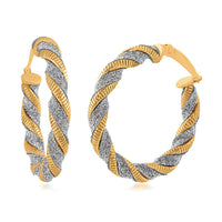 14K Yellow Gold Over Sterling Silver Braided Hoop Earrings 3.30 Grams