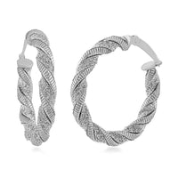 14K Yellow Gold Over Sterling Silver Braided Hoop Earrings 3.30 Grams