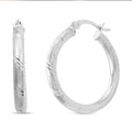 Rhodium Over Sterling Silver Hoop Earrings 2.80 Grams - Sticky add to cart bar
