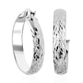 Rhodium Over Sterling Silver Diamond-Cut Hoop Earrings 3.30 Grams - Sticky add to cart bar