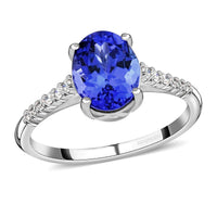 Certified & Appraised Rhapsody 950 Platinum AAAA Tanzanite, Diamond (E-F, VS) (0.15 cts) Ring (Size 10.0) 2.25 ctw