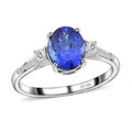 Certified & Appraised Rhapsody 950 Platinum AAAA Tanzanite and E-F VS Diamond Ring 4.35 Grams 2.85 ctw - Sticky add to cart bar