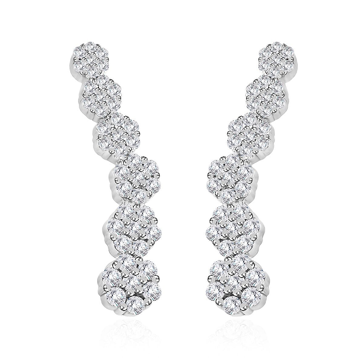 Diamond Earrings in Platinum Over Sterling Silver 0.50 ctw