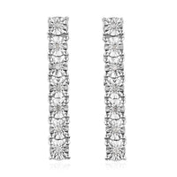 Diamond Earrings in Platinum Over Sterling Silver 0.07 ctw