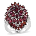Premium Anthill Garnet and White Zircon Floral Spray Ring in Platinum Over Sterling Silver (Size 10.0) 6.75 ctw - Sticky add to cart bar