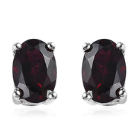 Anthill Garnet Solitaire Stud Earrings in Platinum Over Sterling Silver 1.10 ctw