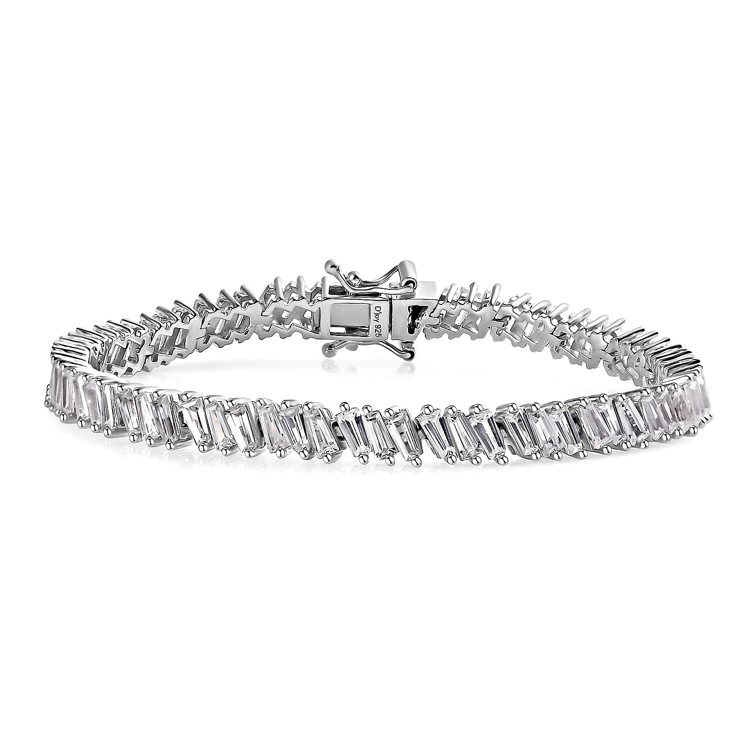 White Zircon Bracelet in Platinum Over Sterling Silver (6.50 In) 9.00 ctw