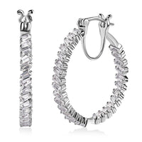 D'Joy White Zircon 5.20 ctw Inside Out Hoop Earrings in Platinum Over Sterling Silver