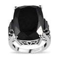 Nigerian Black Tourmaline and Thai Black Spinel Ring in Platinum Over Sterling Silver 22.10 ctw - Sticky add to cart bar