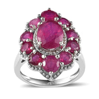 Niassa Ruby (FF) Ring in Platinum Over Sterling Silver (Size 10.0) 6.10 ctw