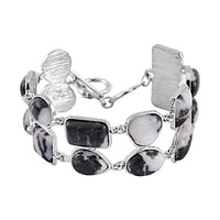Grey Zebra Jasper Bracelet in Silvertone (7.00 In) 125.00 ctw