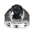 London Blue Topaz, White and Natural Champagne Zircon Ring in Platinum Over Sterling Silver 6.65 ctw - Sticky add to cart bar