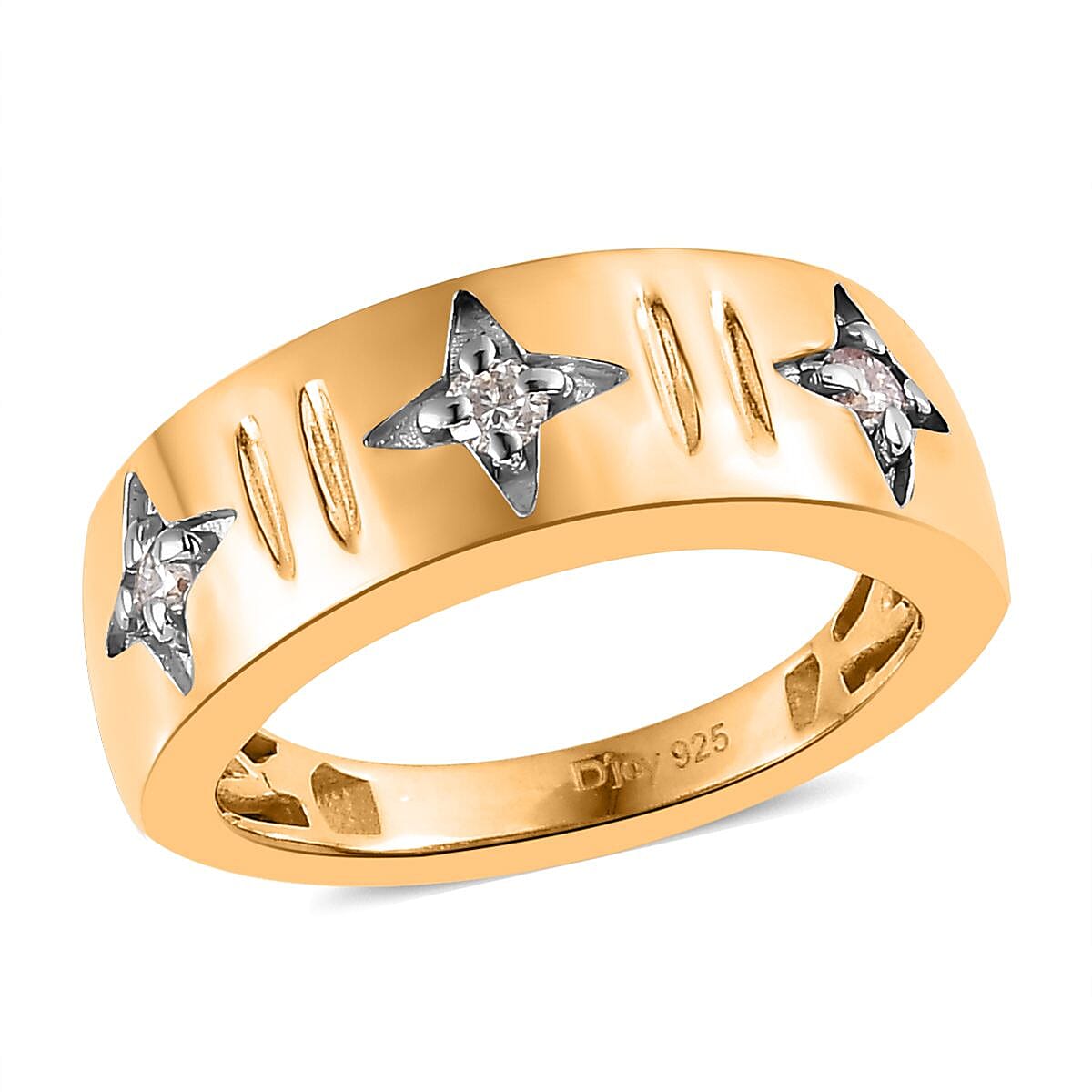 Moissanite Ring in Vermeil Yellow Gold Over Sterling Silver (Size 5.0) 0.15 ctw