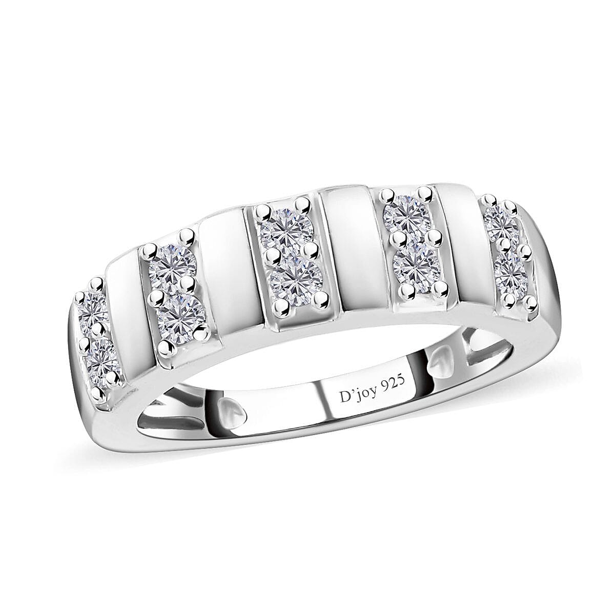 Moissanite Ring in Platinum Over Sterling Silver (Size 9) 0.30 ctw