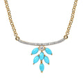 Premium Sleeping Beauty Turquoise and Moissanite Floral Necklace 18 Inches in Vermeil Yellow Gold Over Sterling Silver 1.20 ctw - Sticky add to cart bar