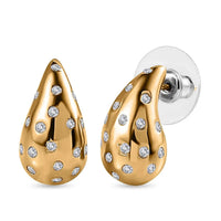 Moissanite Rain Drop Tear Drop Statement Earrings in Platinum Over Sterling Silver 1.00 ctw