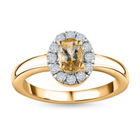 Natural Golden Tanzanite and White Zircon 1.00 ctw Ring in Vermeil YG Over Sterling Silver (Size 10.0)
