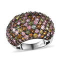 Doorbuster Multi-Tourmaline Dome Ring in Platinum Over Sterling Silver (Size 10.0) 4.85 ctw - Sticky add to cart bar