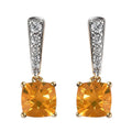 Premium BURITI Fire Opal and White Zircon Stud Earrings in Vermeil Yellow Gold Over Sterling Silver 2.25 ctw - Sticky add to cart bar