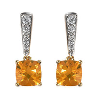 Premium BURITI Fire Opal and White Zircon Stud Earrings in Vermeil Yellow Gold Over Sterling Silver 2.25 ctw