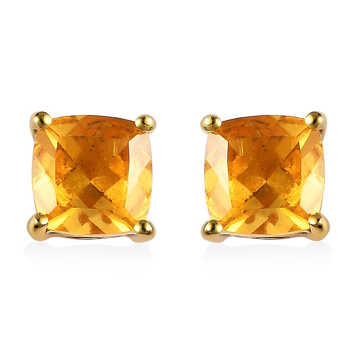 Premium BURITI Fire Opal Solitaire Stud Earrings in Vermeil Yellow Gold Over Sterling Silver 1.25 ctw