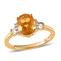 Premium Brazilian Fire Opal and Diamond Ring in Vermeil Yellow Gold Over Sterling Silver 1.30 ctw - Sticky add to cart bar