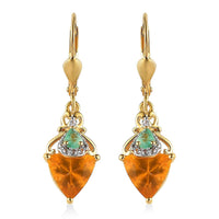 D'Joy Premium BURITI Fire Opal and Multi Gemstone Earrings in Vermeil Yellow Gold Over Sterling Silver 2.50 ctw