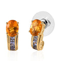 Premium BURITI Fire Opal and Tanzanite J-Hoop Earrings in Vermeil Yellow Gold Over Sterling Silver 2.10 ctw - Sticky add to cart bar