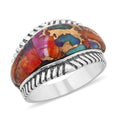 Santa Fe Style Multi Gemstone Ring in Sterling Silver (Size 10.0) 4.40 ctw - Sticky add to cart bar